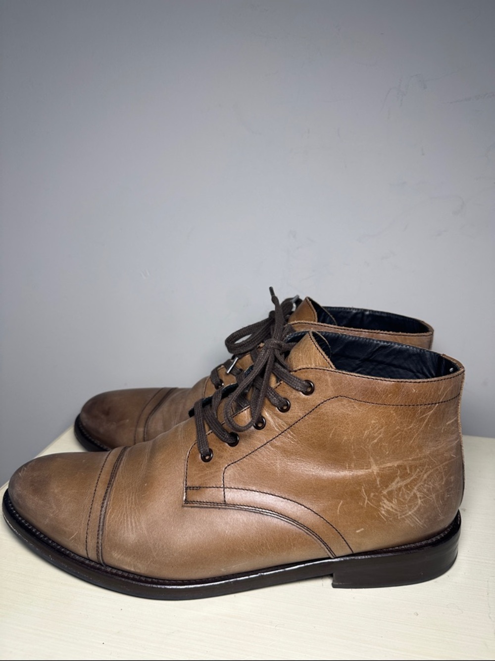 Thursday Boot Company Men's light brown Leather Cap-Toe Lace-Up Boots - Picture 3 of 11